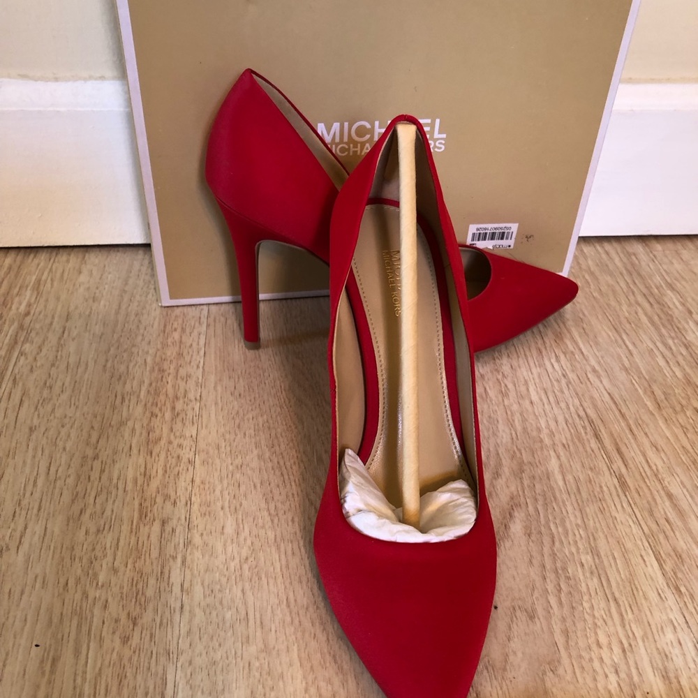 Michael Kors Bright Red Satin “Claire” Pumps 6M